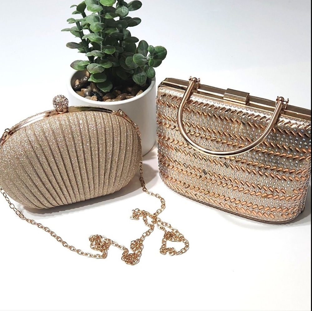 Gold Clutch And Small Purse Elegant Bundle